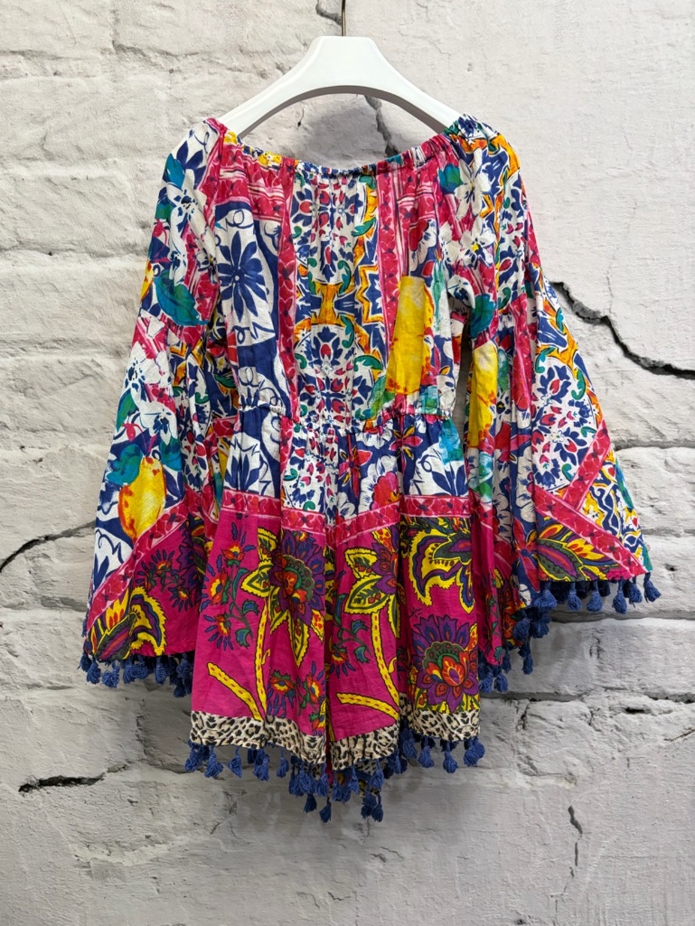 Antica Sartorial Positano Bohemian Shorts Romper Tassels Beaded Fruit Front - Picture 4 of 9